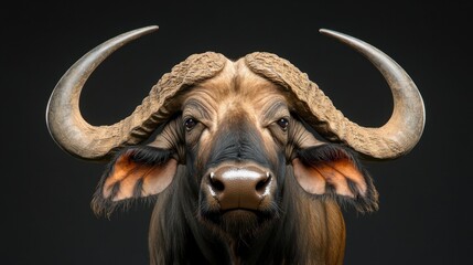 Naklejka premium Majestic African Buffalo with Curved Horns