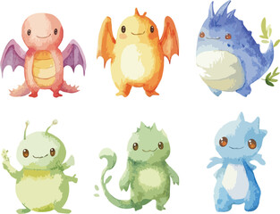 set of funny monsters