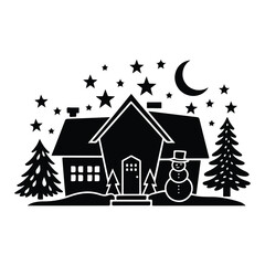 Fototapeta premium winter and christmas silhouettes. Christmas collection.