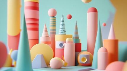 rainbow geometric shapes design playful