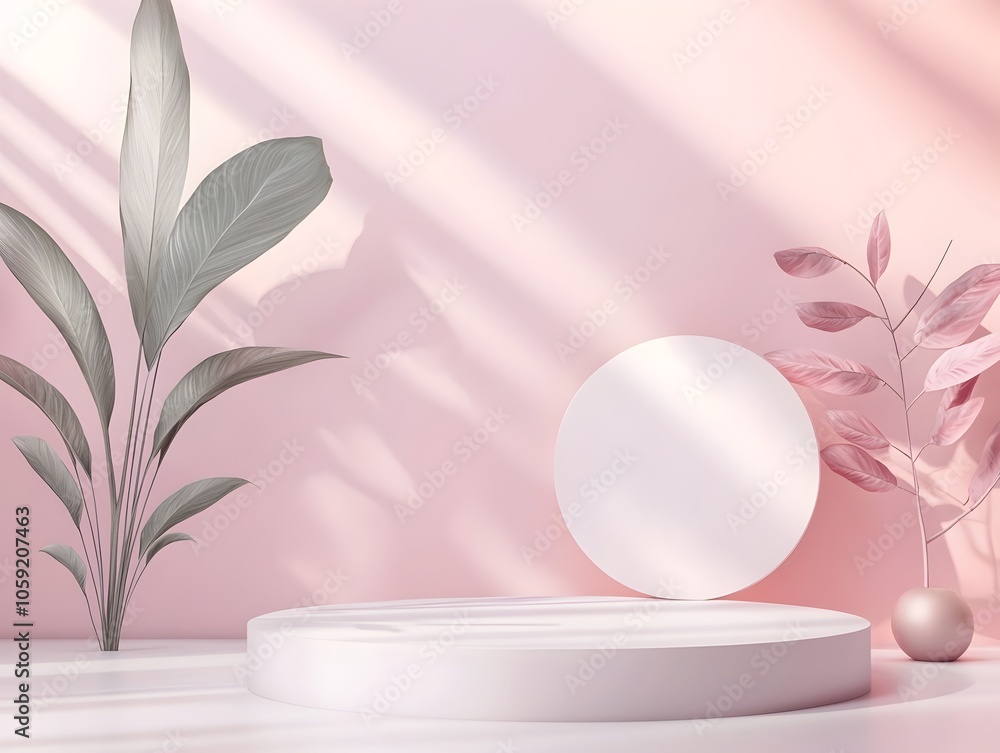 Poster minimalist 3d rendering of product display pedestal with elegant gradient background