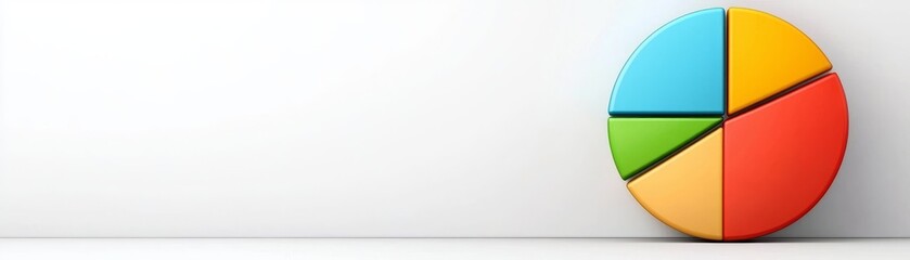Obraz premium Colorful pie chart on a white background for presentation or analysis.