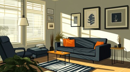 Fototapeta premium Cozy Modern Living Room with Natural Light