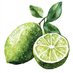 Finger lime fruit watercolor clipart illustratration