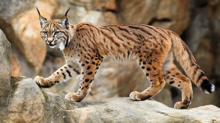 Fototapeta premium The Iberian lynx is a type of wild cat found in Jaén, Spain.