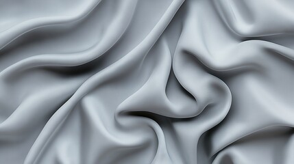 Fototapeta premium Close-up of soft, smooth light blue satin fabric with flowing folds and creases creating a textured pattern.