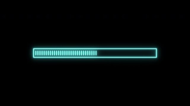 Loading bar animation. Glowing neon loading bar animation. Loading progress bar animation. Transparent background with alpha channel