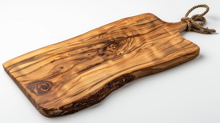 Wooden cutting board with white background and clipping path, depth of field fully visible.