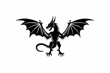 Fototapeta premium Majestic Dragon Silhouette Vector with Spread Wings