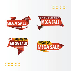 Sale banner, sale Tags Icon Set. Special Offer, Big Sale, Discount, mega sale banner. Store, Online Shopping Flat Design combo offer banner.
