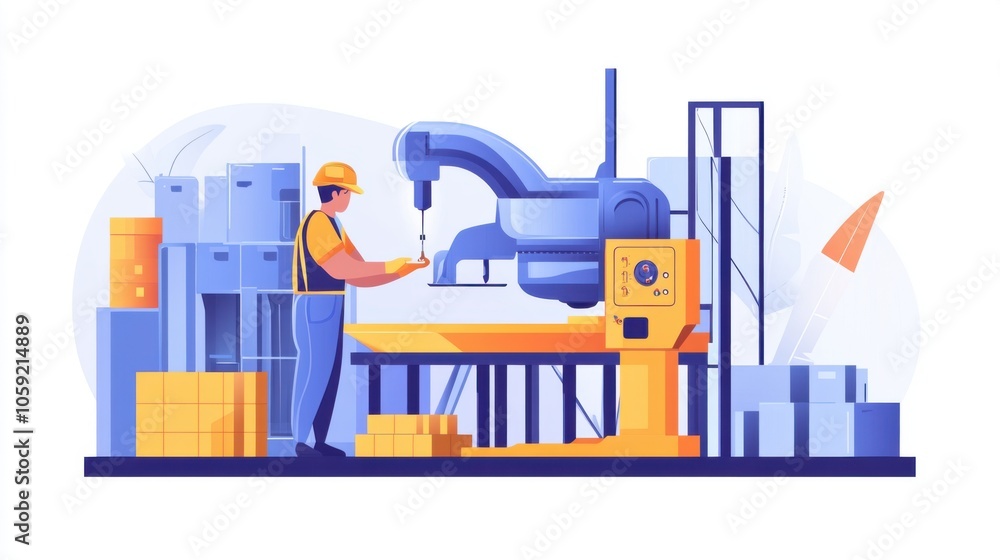 Poster worker using precision tools to check product