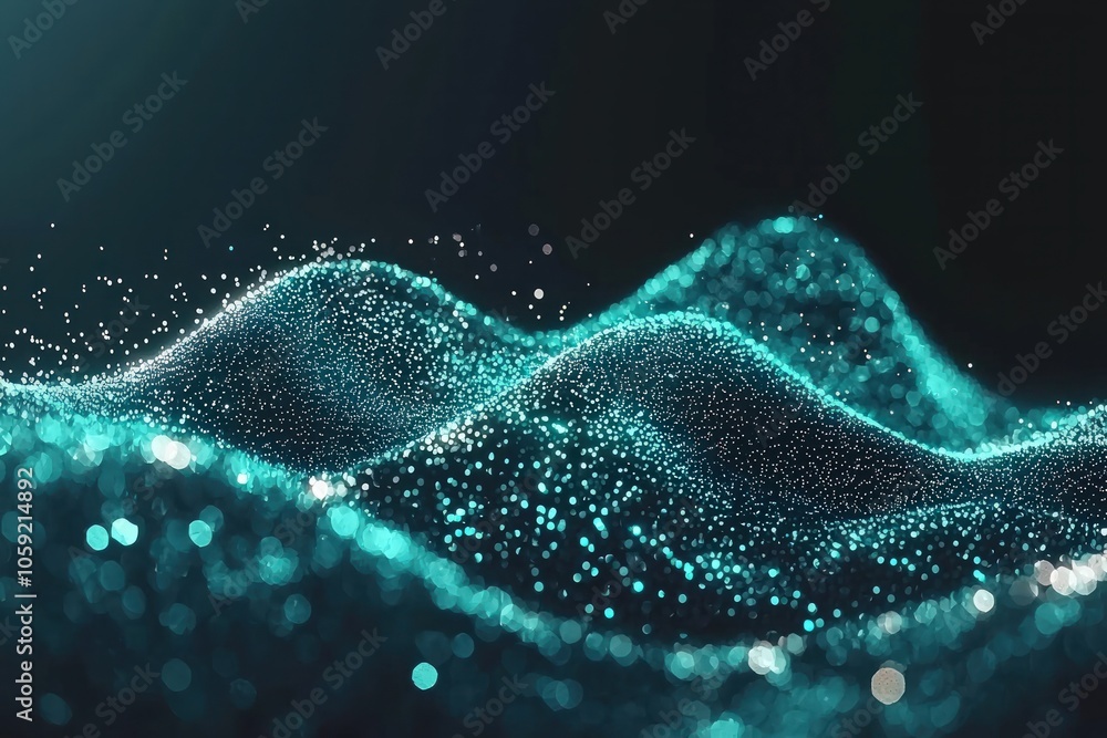 Poster mesmerizing waves of light a stunning visualization of sparkling particles in motion