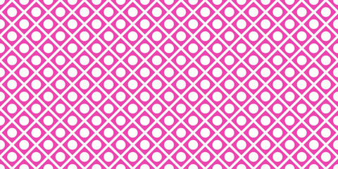 Seamless geometric pattern with rhombuses, lines, dots. Pink abstract background.