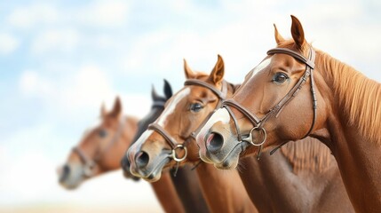 Fototapeta premium Horses lined up at the starting gate, ready to race in the Melbourne Cup, tension in the air