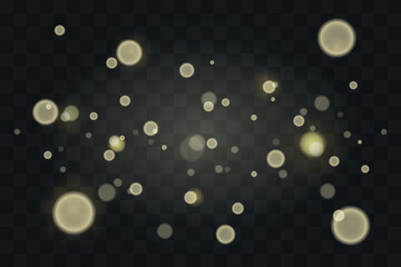 Webfestive abstract effect of golden bokeh on a transparent black background, festive decoration postcard, poster, greeting	