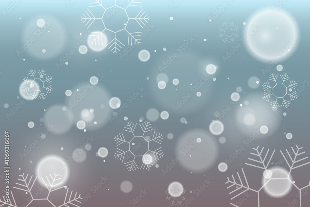 Aufkleber festive abstract effect of white bokeh with snow and snowflake on a transparent and blue background,