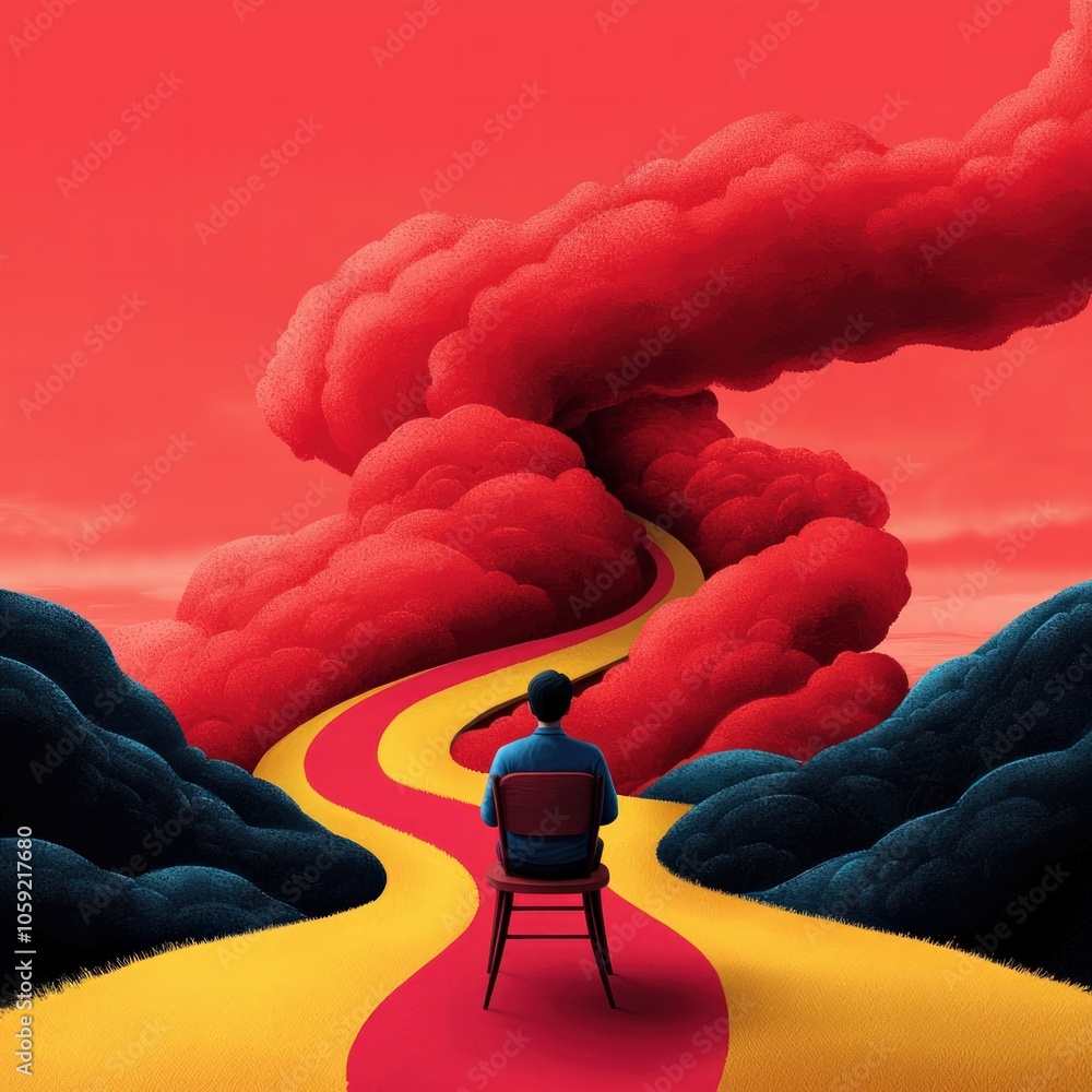 Poster a journey of reflection navigating the path of self-discovery in a surreal landscape
