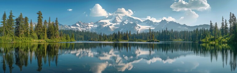 Serene Morning Reflection of Mount Rainier Over a Tranquil Lake