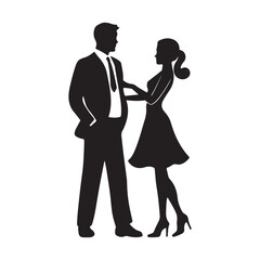 Silhouette vector of a romantic couple dancing elegantly, perfect for love, celebration, or dance-themed illustrations