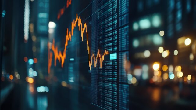 Breaking financial news about global stock markets with graphs and headlines in the