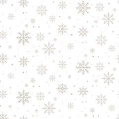 Christmas pattern with snowflakes on a light background. Seamless background perfect for use in textiles, wallpapers, and festive decorations.