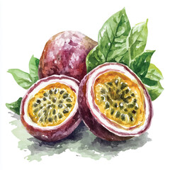 Forest passion fruit watercolor clipart illustratration