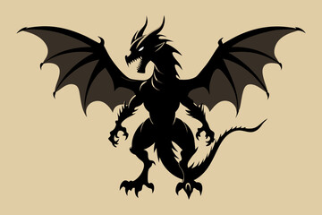 Fototapeta premium Majestic Dragon Silhouette Vector with Spread Wings