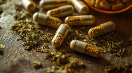 Close-up images of herbal supplements known for liver risk, with annotations explaining their