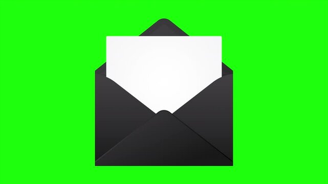 Animation of the opening envelope with white paper. Email message icon animation. Message notification animation. Mail and messaging icon
