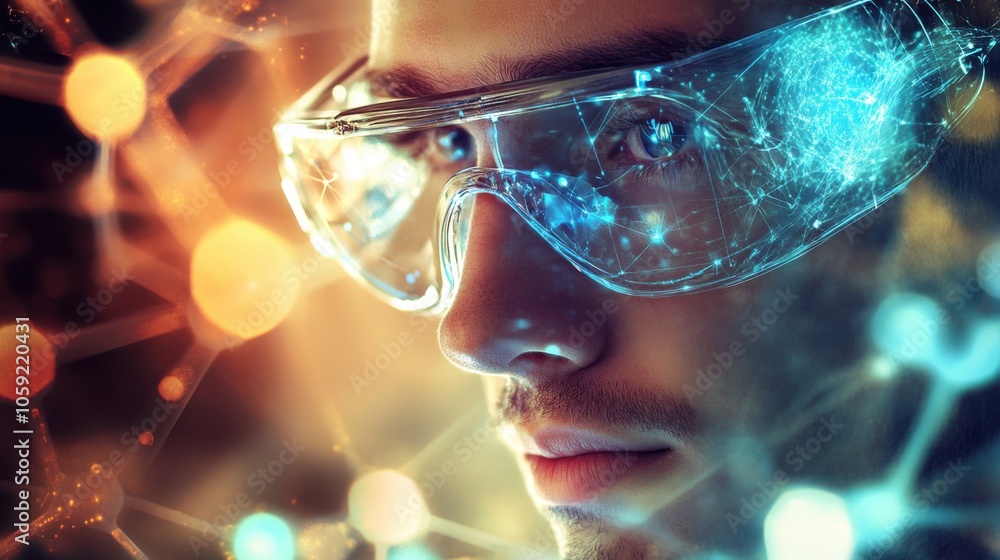 Poster exploring the intersection of technology and science: groundbreaking discoveries and their