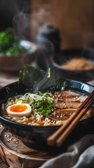 Authentic Japanese ramen with perfectly crafted rich broth in traditional setting