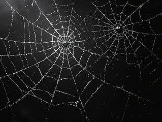 Obraz premium a spider's web with a night sky background, highlighting the intricate details and patterns of the spider's silk.