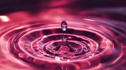 Serene Water Droplet in Slow Motion with Ripple Effect in Soft Lighting and High Contrast