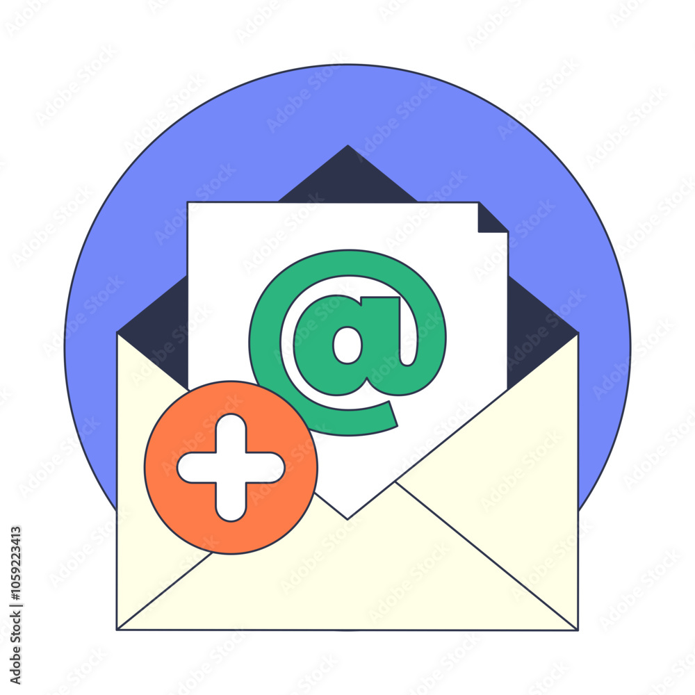 Aufkleber envelope with plus sign and email symbol, representing adding a new email contact.