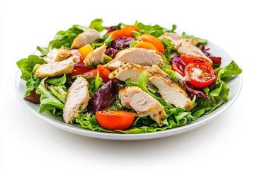 Salad of fresh vegetables with chicken meat. Healthy lunch menu