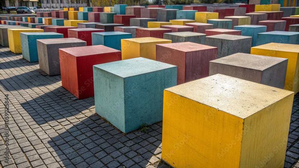 Aufkleber abstract colorful cubes pattern for modern design and art enthusiasts