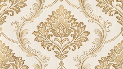 seamless damask pattern,wallpaper pattern in beige and gold colors representing luxury home decor