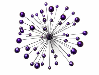 A decorative arrangement of purple spheres on thin wires, resembling an abstract burst.