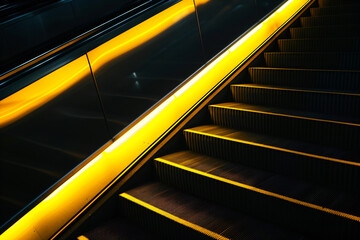 a close up of a set of stairs with a yellow light