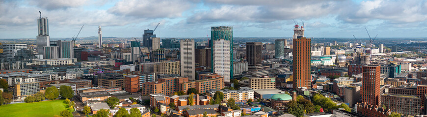 Naklejka premium Panoramic aerial image of Birmingham England. 