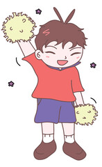 Little boy cheering, illustration vector, eps, cartoon