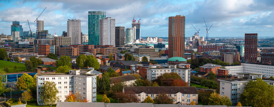 Panoramic aerial image of Birmingham England. 