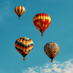 Fototapeta premium A Colorful Display of Hot Air Balloons Gliding Through the Clear Blue Sky