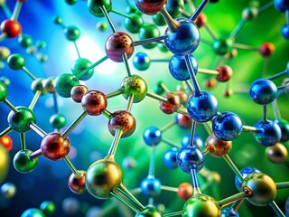 Abstract Molecule Portrait Photography with Green and Blue Background | Science Art | Molecular Structure | Digital Art | Chemistry | Nature | Abstract | Technology | Background Design | Visual Art