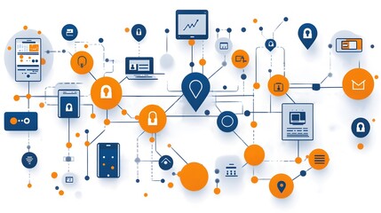 AI-based algorithm working on customer preferences, visualized as interconnected data points and customized offers on screen
