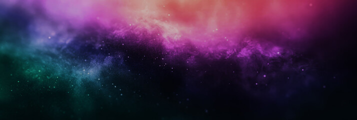 Naklejka premium stunning cosmic background featuring vibrant colors of purple, pink, and green, with starry night sky that evokes sense of wonder and exploration