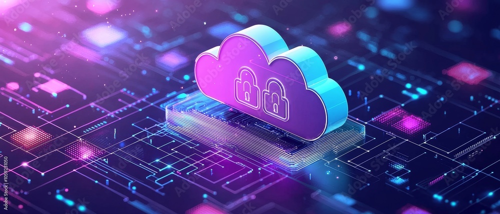 Aufkleber flat design illustration of cryptographic locks securing a cloud in a digital environment for enhanc