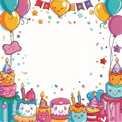 Obraz premium Birthday Party Balloons and Cakes