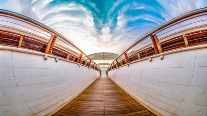 Fototapeta premium Abstract Technology Architecture with Futuristic Spaceship Interior in Panoramic View