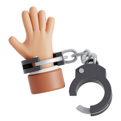 3D illustration of Convict with half handcuffs